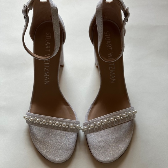 Stuart Weitzman Wedding Rare Nearlynude Demipearl Sandal 80mm 3.2in SZ 8 - Picture 4 of 9